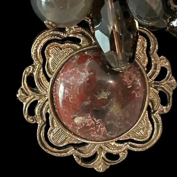 Vintage Stephen Dweck Bronze Metal Semi-Precious Stones w/Jasper 
